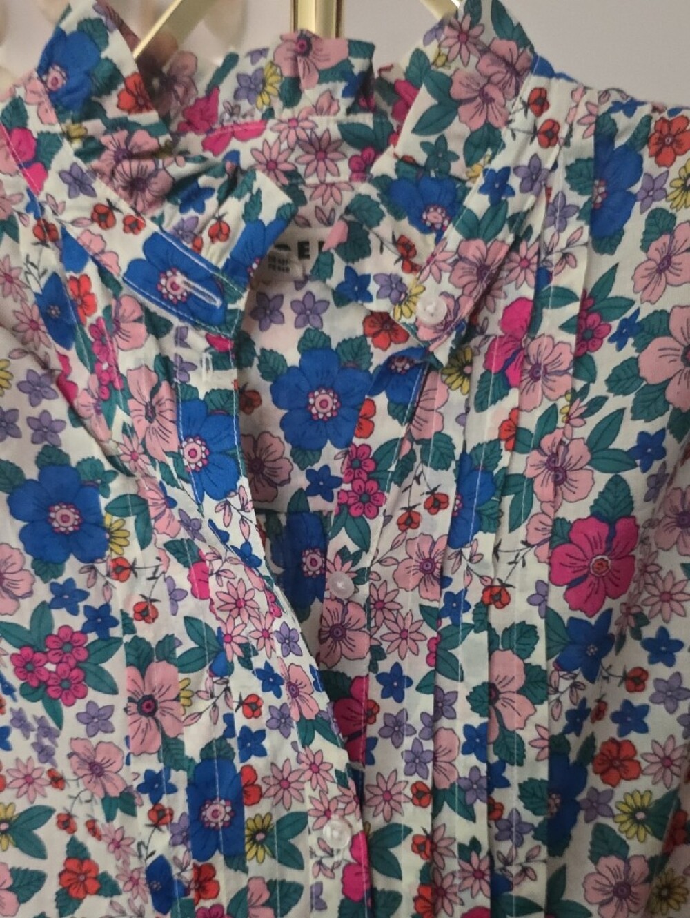 Boden Floral Pintuck Blouse - Blue, Pink & Cream - Picture 3 of 3
